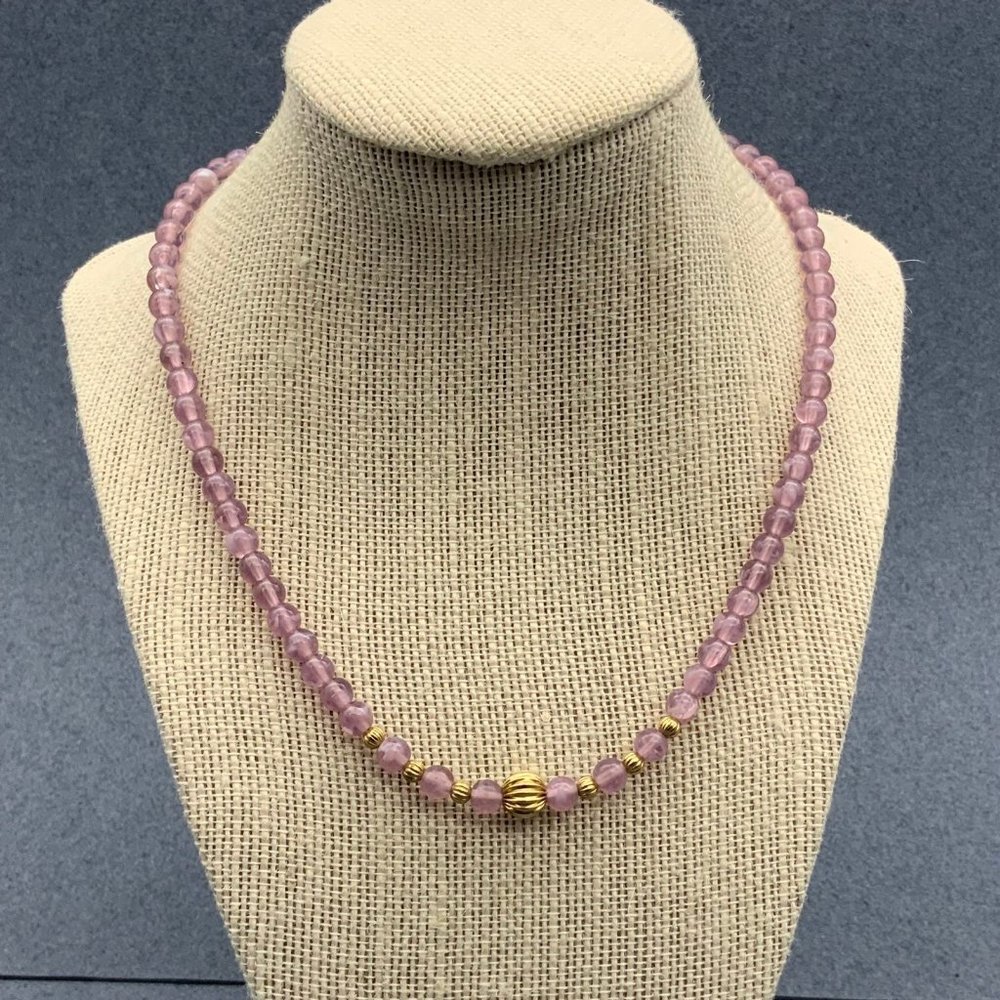Translucent Purple Necklace Fluted Bead Screw Closure